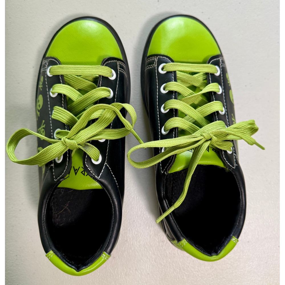 Pyramid Youth Skull Bowling Shoes Black Lime Green Kids Size 5